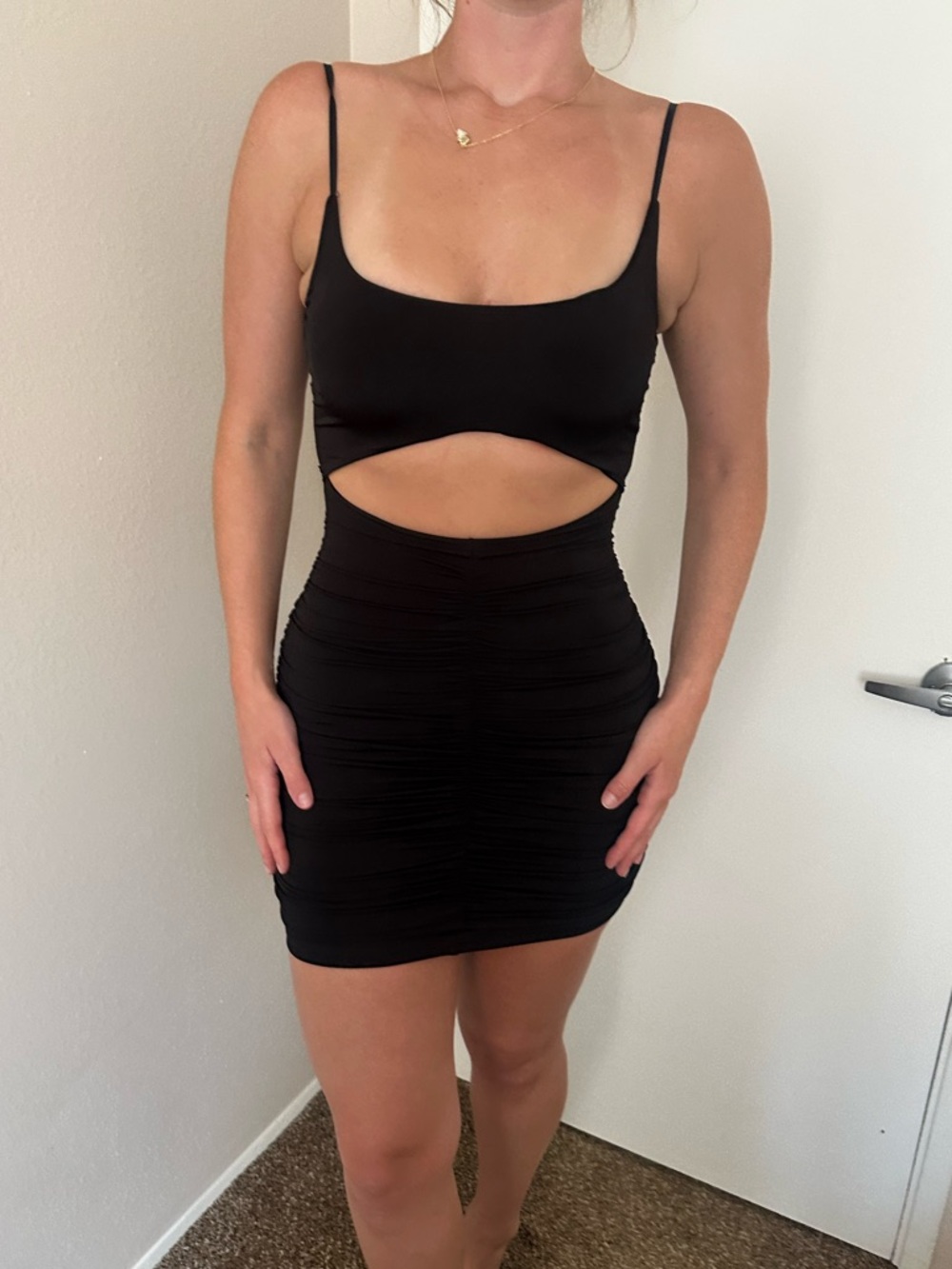 Windsor Mini Black cut out Ruched Dress size small
